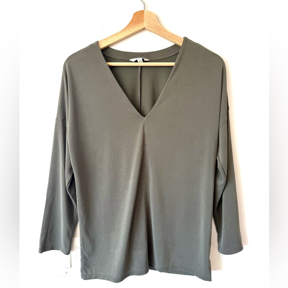 Lucky Brand V-Neck Long-Sleeve Top — Olive